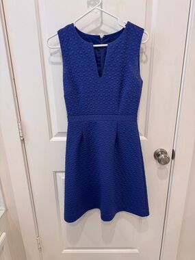 J. Crew Sleeveless Cobalt Textured Fit & Flare Dress